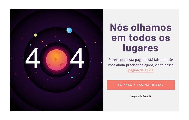 Exemplo de página 404 Landing Page