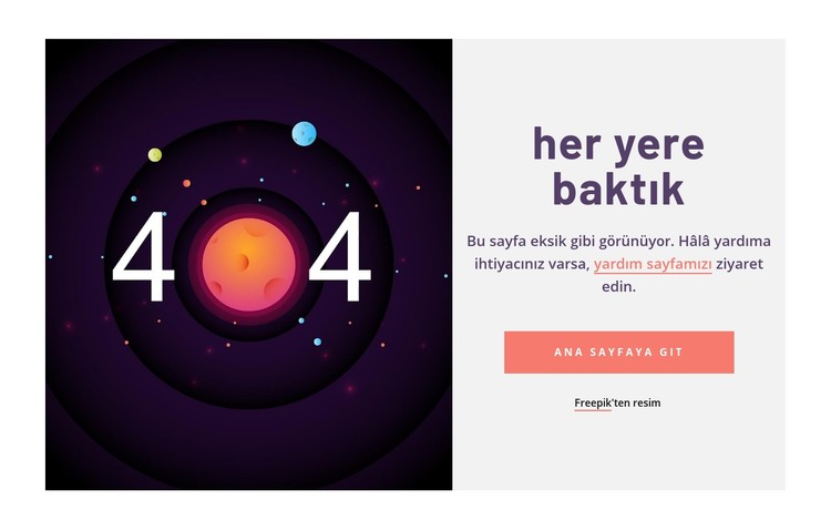 404 sayfalık örnek CSS Şablonu