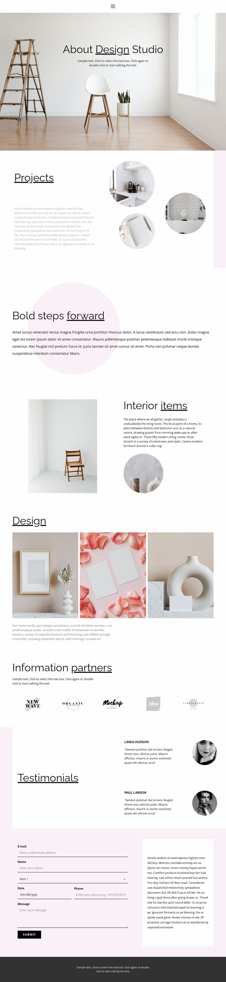 Interesting interior solutions Website Mockup