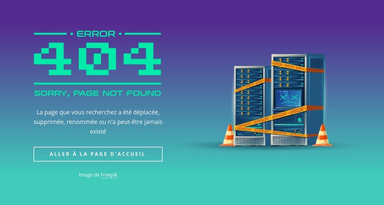 Bloc 404 non trouvé Maquette de site Web