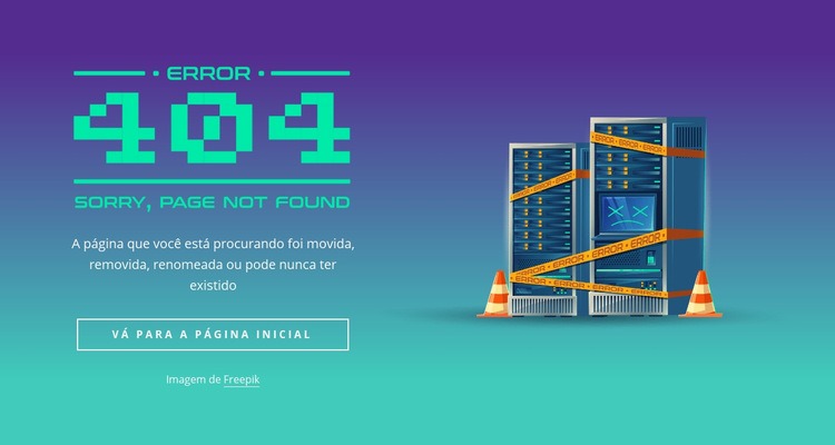 Bloco 404 não encontrado Maquete do site