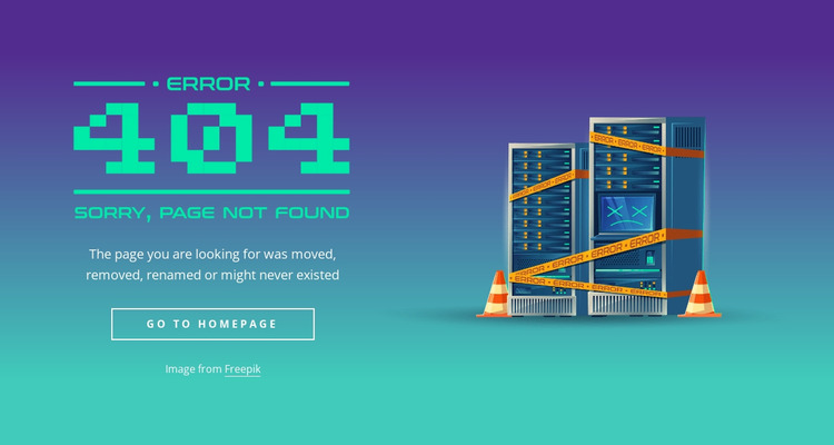 404 not found block Website Mockup