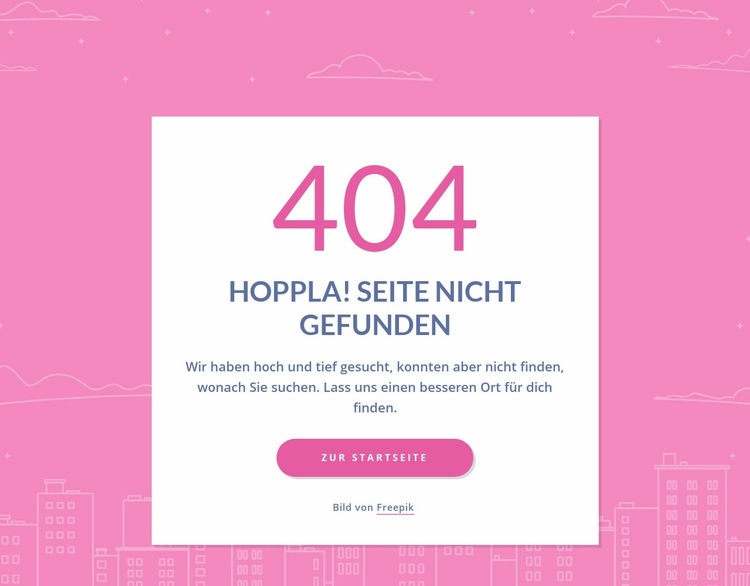 404-Seitennachricht in Gruppe Eine Seitenvorlage