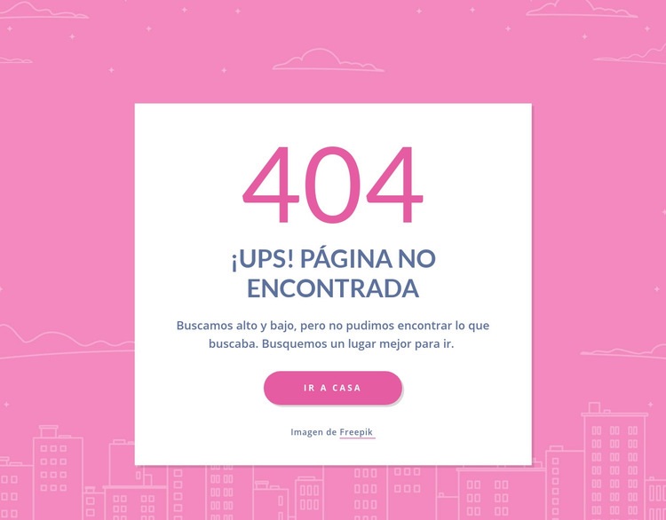 Mensaje de 404 páginas en grupo Página de destino