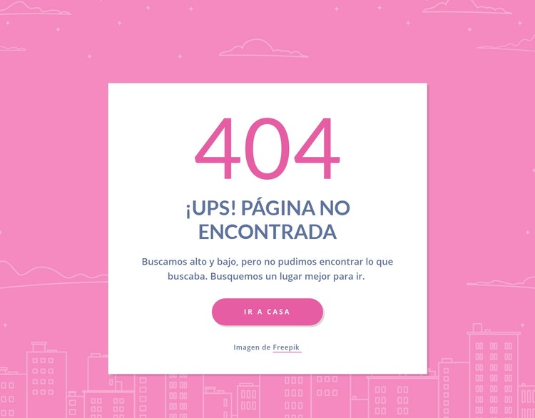 Mensaje de 404 páginas en grupo Plantilla CSS