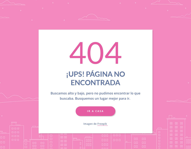 Mensaje de 404 páginas en grupo Plantilla HTML