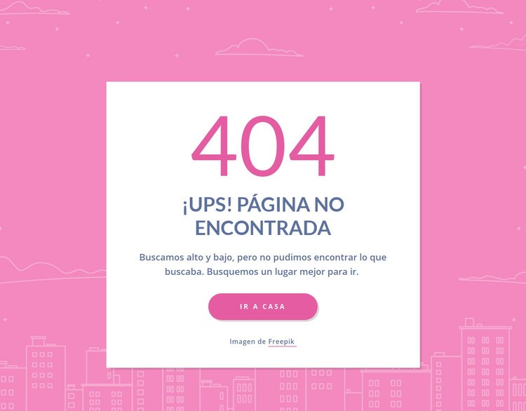 Mensaje de 404 páginas en grupo Plantilla HTML5