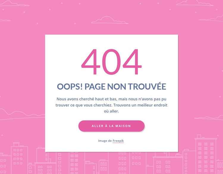 Message de 404 pages dans le groupe Maquette de site Web