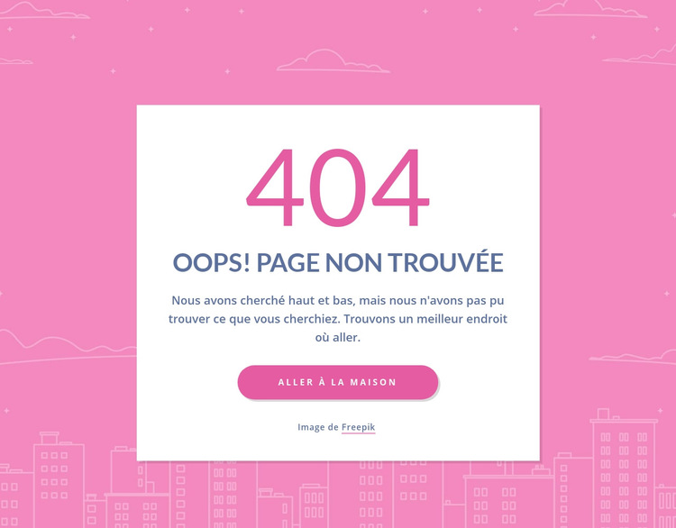 Message de 404 pages dans le groupe Modèle de site Web