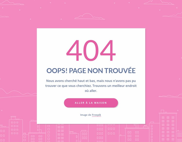 Message de 404 pages dans le groupe Modèle d'une page