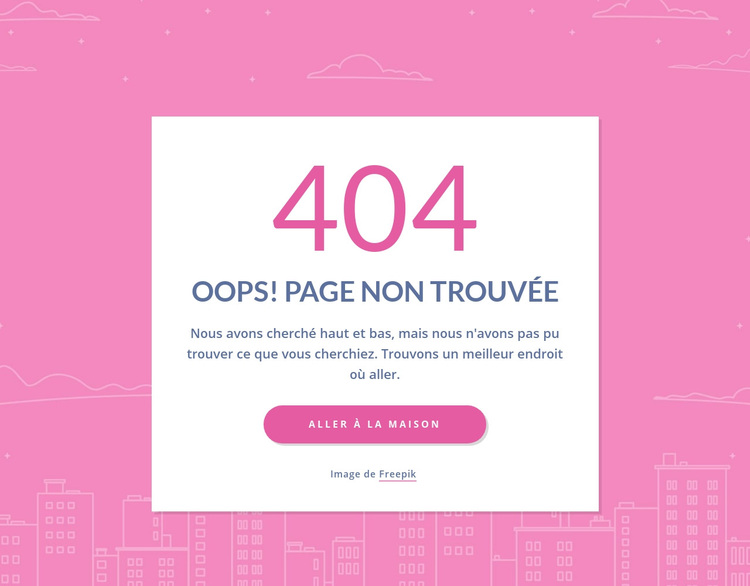Message de 404 pages dans le groupe Thème WordPress
