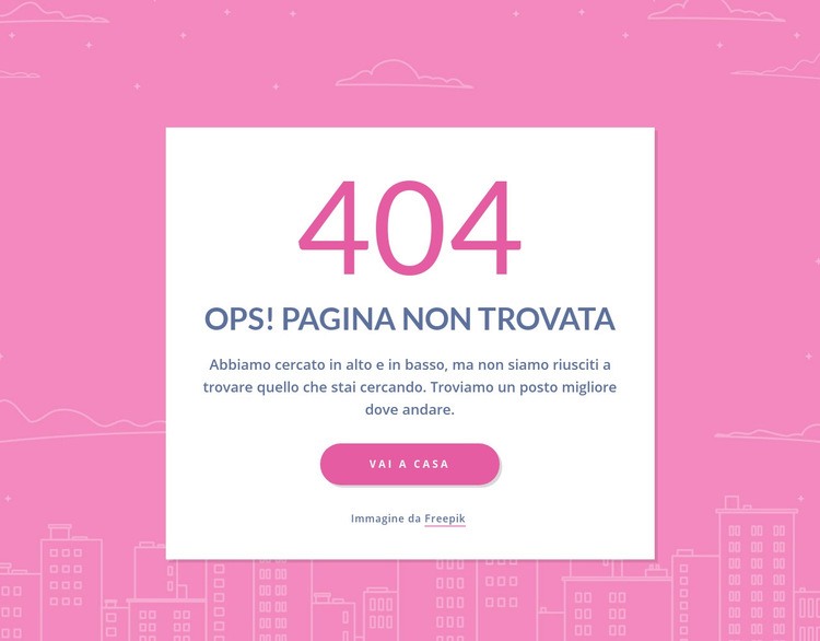 Messaggio di pagina 404 nel gruppo Modelli di Website Builder