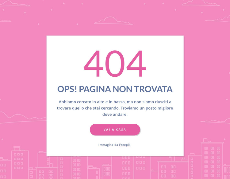 Messaggio di pagina 404 nel gruppo Modello di sito Web