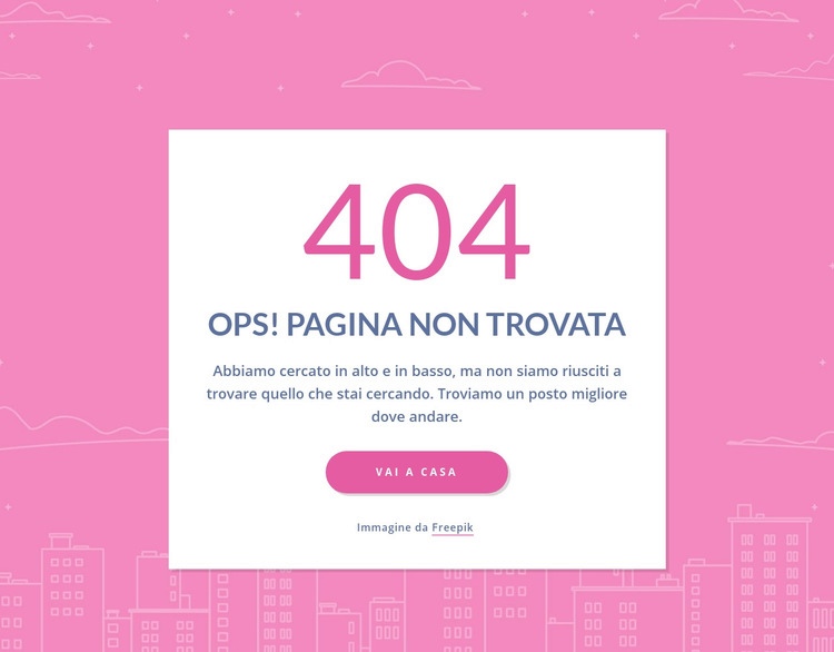 Messaggio di pagina 404 nel gruppo Pagina di destinazione