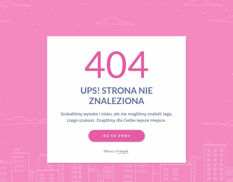 404 strona wiadomość w grupie Szablon jednej strony