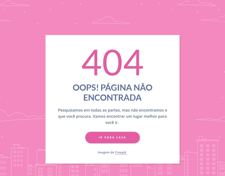 Mensagem de página 404 no grupo Construtor de sites HTML