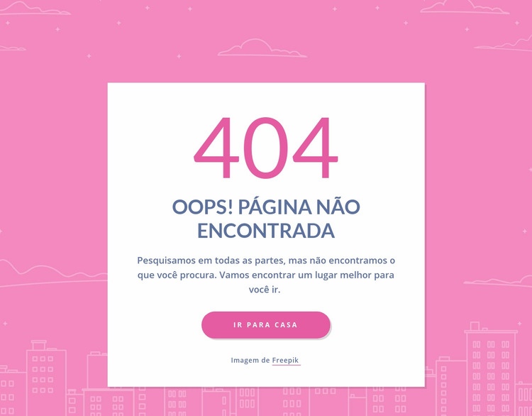 Mensagem de página 404 no grupo Modelos de construtor de sites