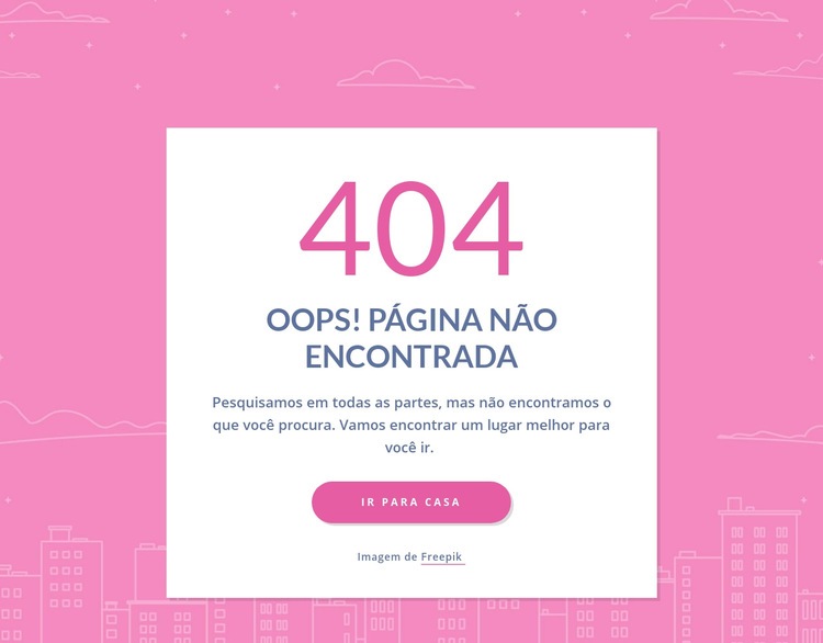 Mensagem de página 404 no grupo Design do site