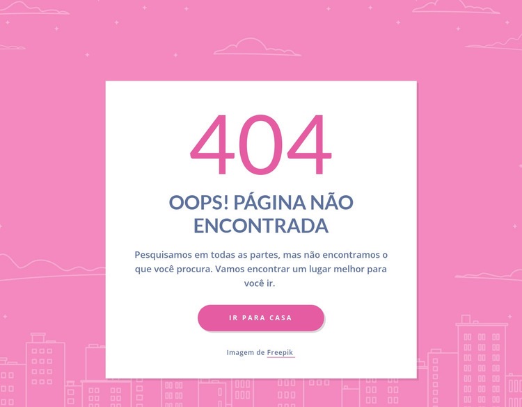 Mensagem de página 404 no grupo Maquete do site