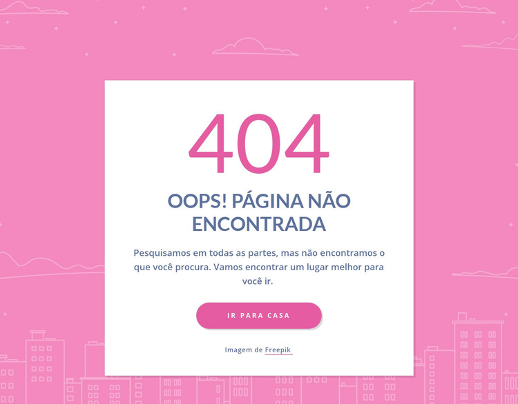 Mensagem de página 404 no grupo Modelo HTML