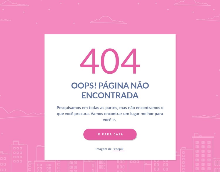 Mensagem de página 404 no grupo Modelo HTML5