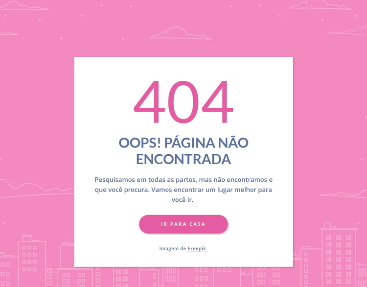 Mensagem de página 404 no grupo Modelo de site