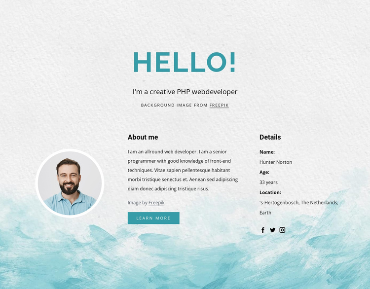 I am php developer One Page Template