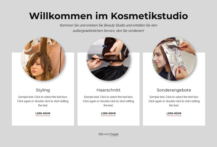 Willkommen im Schönheitsstudio HTML-Vorlage