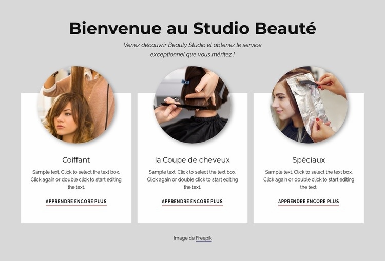 Bienvenue au studio de beauté Maquette de site Web