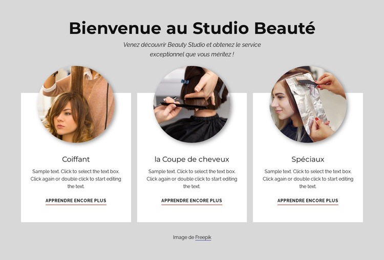 Bienvenue au studio de beauté Modèle de site Web