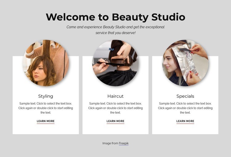 Welcome to beauty studio Homepage Design