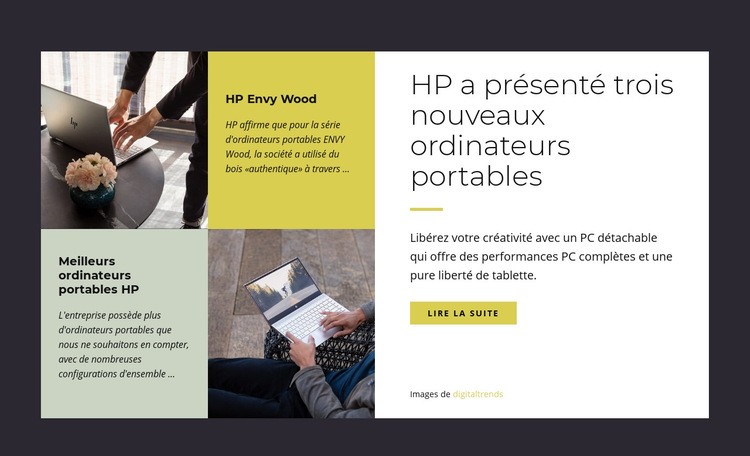 Ordinateurs portables modernes Conception de site Web