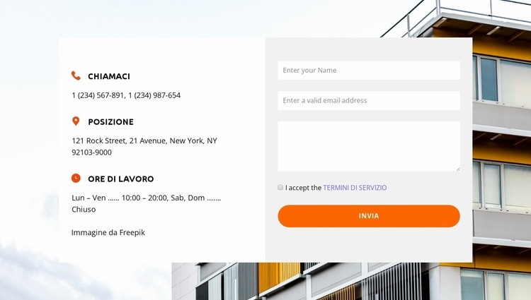 Visita il nostro ufficio Un modello di pagina