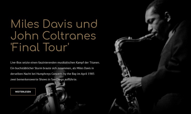 Mile Davis letzte Tour Website design