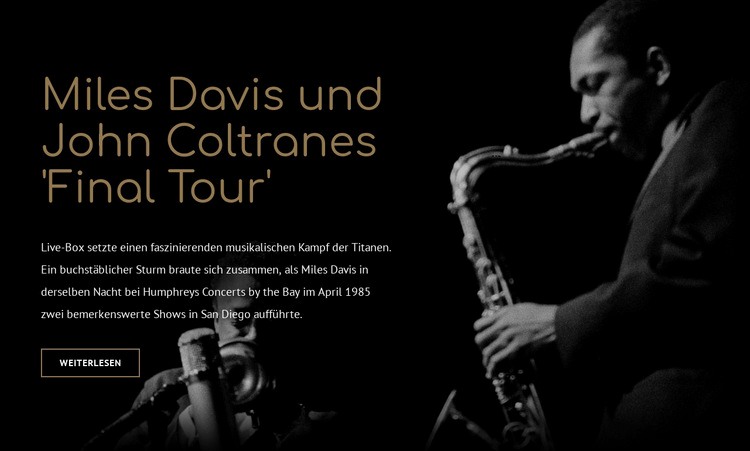 Mile Davis letzte Tour Website-Modell