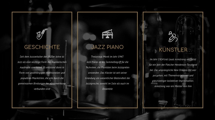 Die Geschichte des Jazz Website-Modell