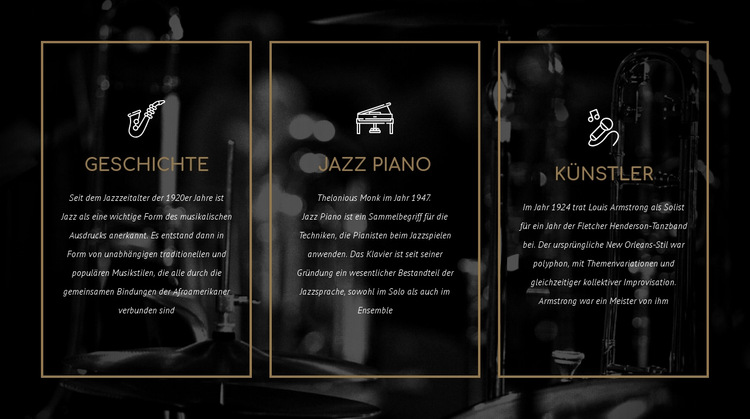 Die Geschichte des Jazz Website-Vorlage