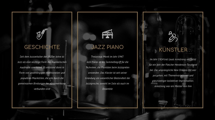 Die Geschichte des Jazz Landing Page