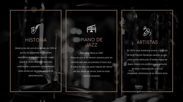 La historia del jazz Creador de sitios web HTML