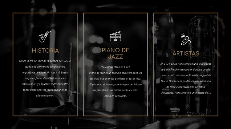 La historia del jazz Diseño de páginas web