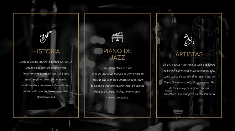 La historia del jazz Página de destino