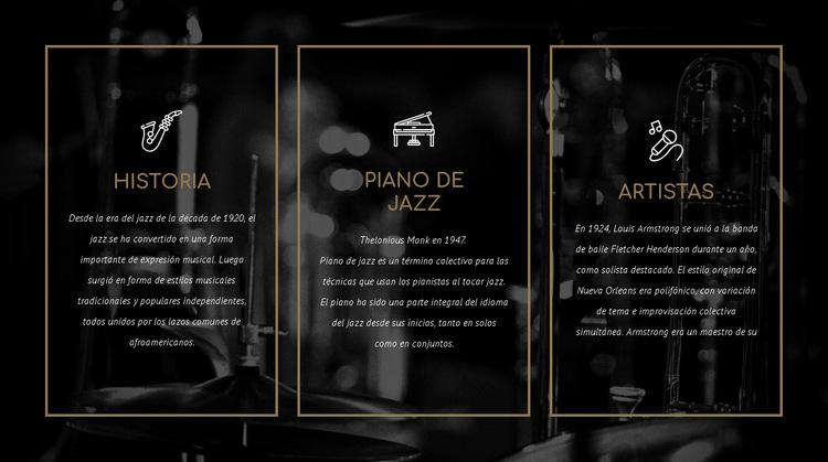 La historia del jazz Plantilla de sitio web