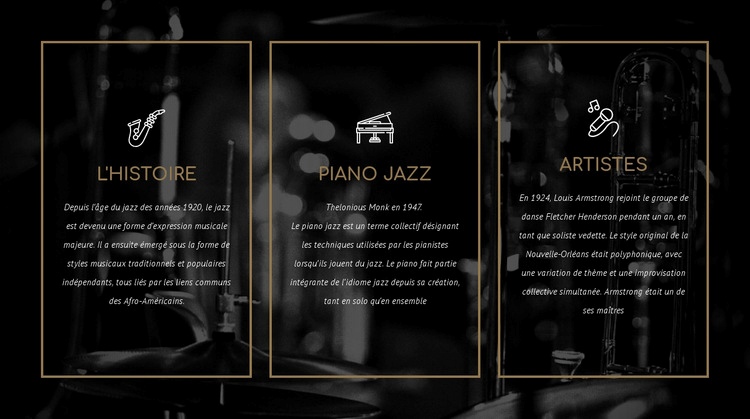 L'histoire du jazz Créateur de site Web HTML