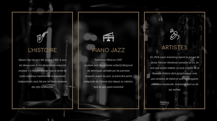 L'histoire du jazz Maquette de site Web