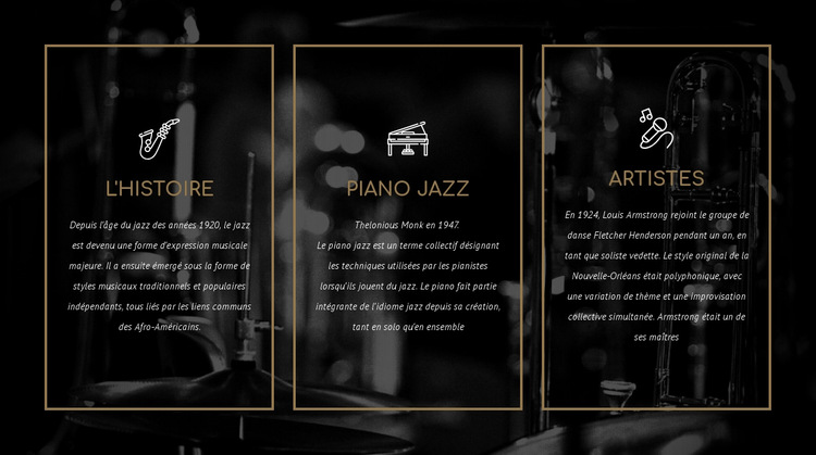 L'histoire du jazz Modèle de site Web