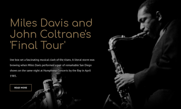 Mile Davis final tour Homepage Design