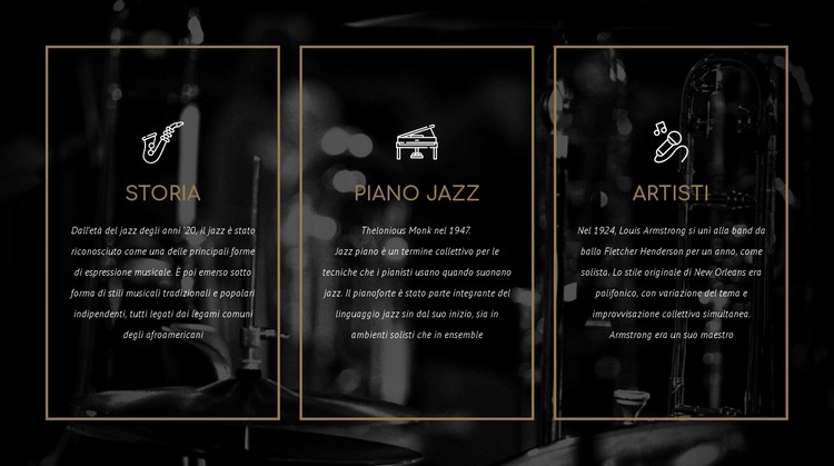 La storia del jazz Mockup del sito web