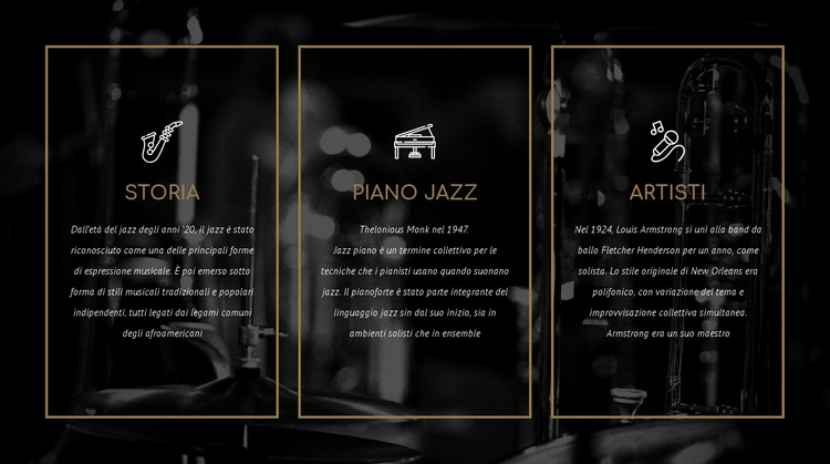 La storia del jazz Modello di sito Web