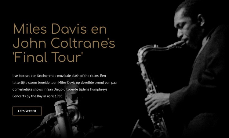 Mile Davis laatste tour Website mockup