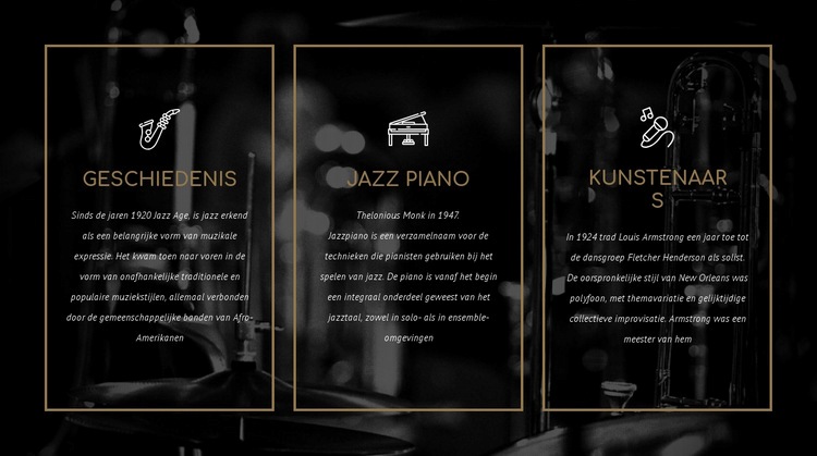 De geschiedenis van jazz Website mockup